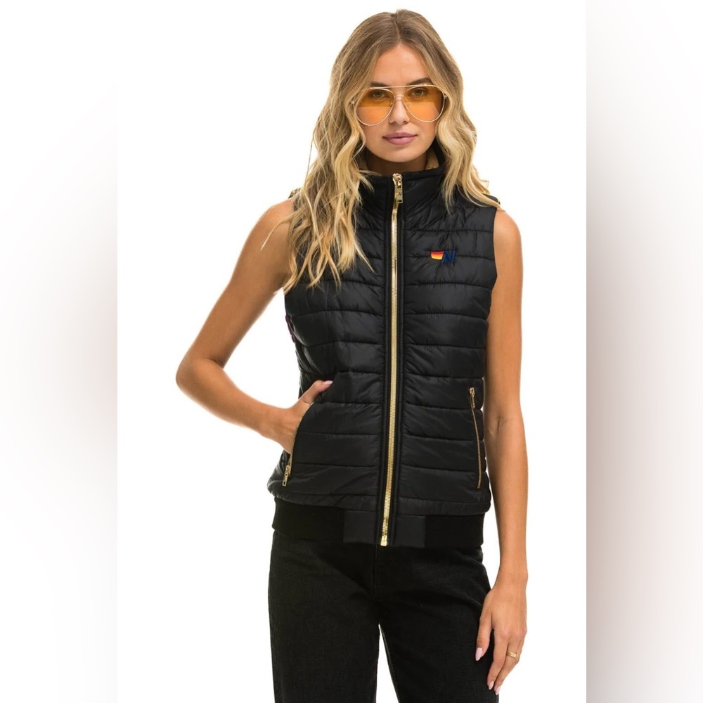 Aviator Nation Sunburst Black Puffer Vest